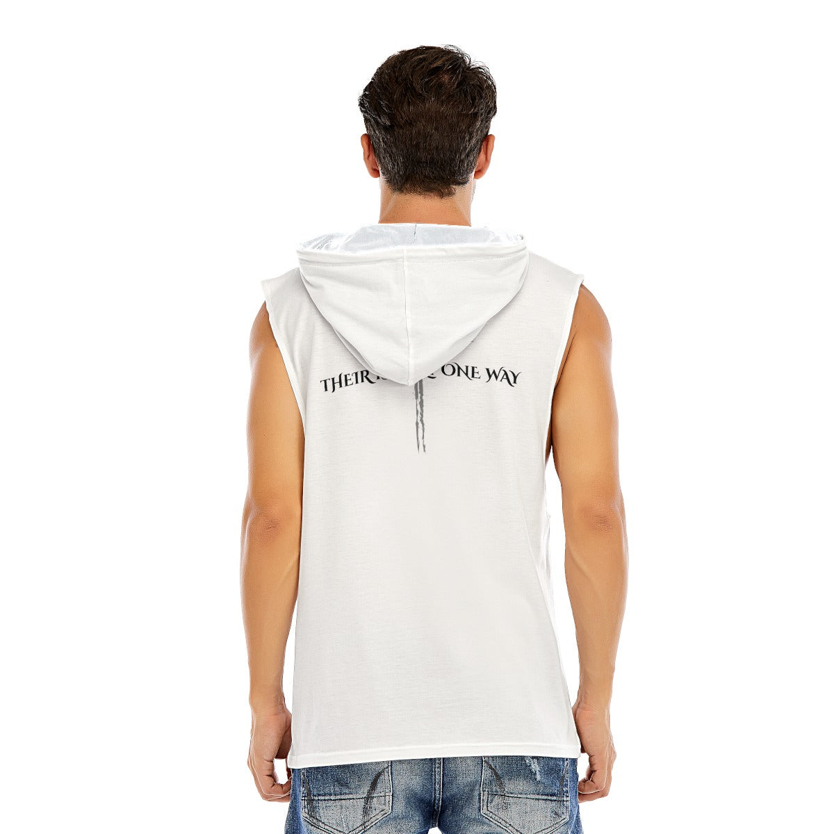 Mat Militia Men's Faith-Based Sleeveless Hoodie with 'There Is Only One Way' Design - MatMilitia