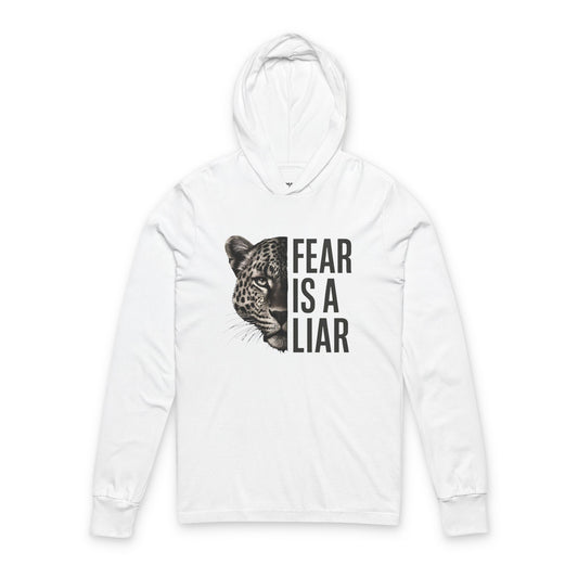 Motivational Unisex Hooded Long Sleeve Tee - 'Fear Is A Liar' & Inspirational Quote - MatMilitia 